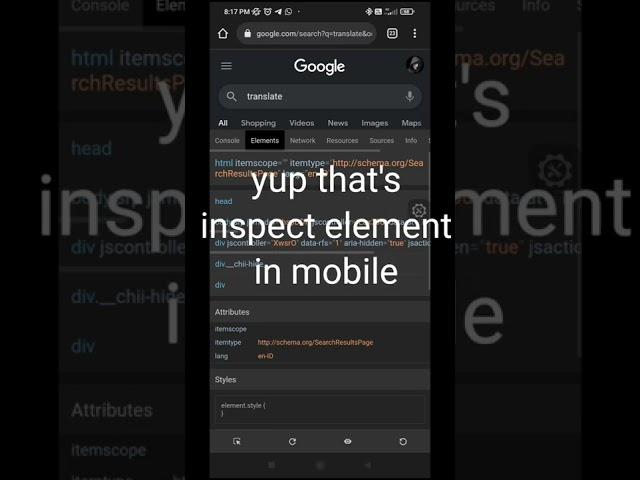 inspect element JavaScript console in mobile android inspect element JavaScript console in mobile