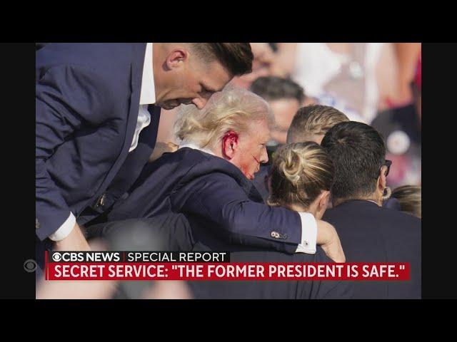 CBS image shows blood on former president Trump's face; video shows shots at rally