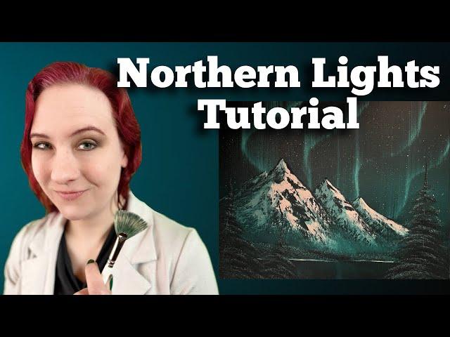 Bob Ross Tutorial Teal Northern Lights Oil Painting with LadyGalaga (CRI Jessie Mason)