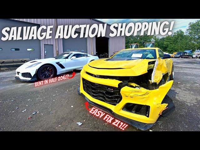 Buying TOTALED Sports Cars CHEAP At Salvage Auction! | Corvette Z06 AND...