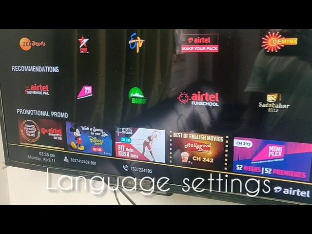 How to change Language settings in AIRTEL DTH set-up box.