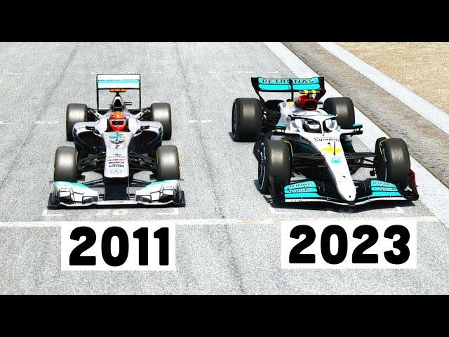 Mercedes F1 2023 vs Mercedes F1 2022 (Hamilton vs Schumacher) - Melbourne GP