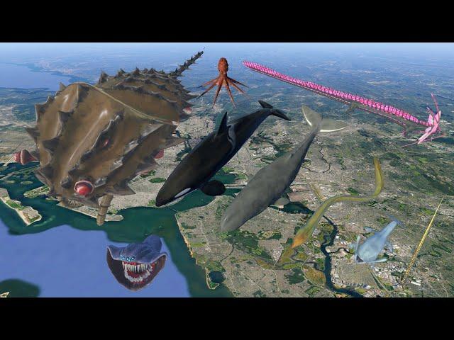 EPIC Vs Legendary Sea Monster Size Comparison 3D Animation | Sea Eater Vs Tiamat Vs Bloop
