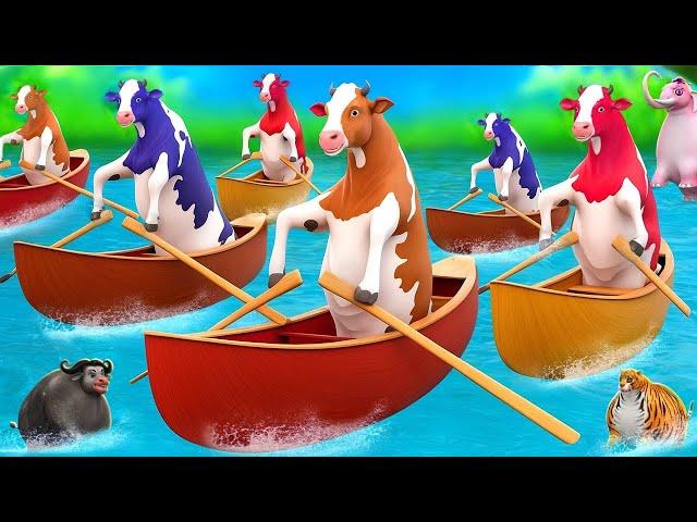 3 Color Cows Battle It Out in Epic Boat Race! Animal Adventures 2024