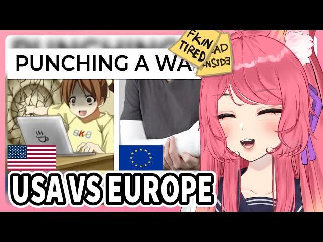 Kitsu reacts to USA VS EUROPE MEMES