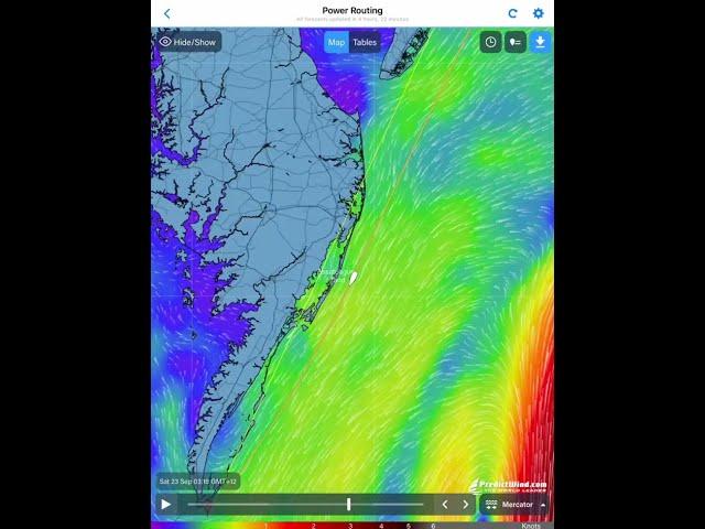 Powerboat Weather Routing on PredictWind App