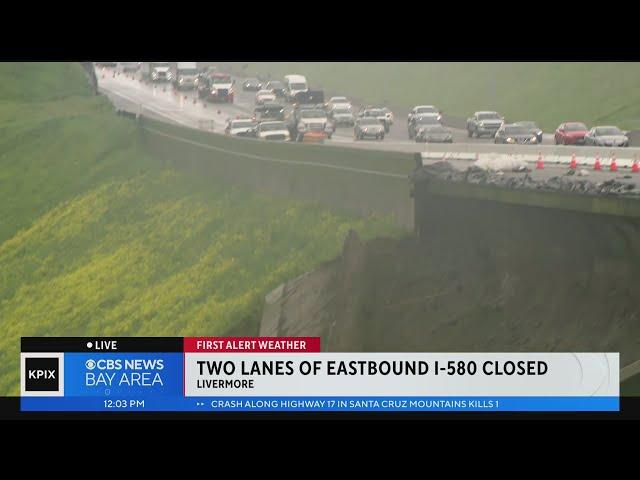 Update: Eastbound I-580 roadway crack near Livermore forces lane closures