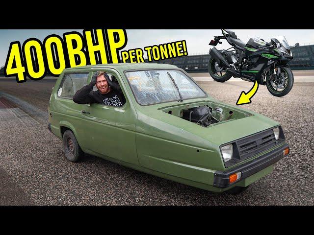 FIRST DRIVE OF THE BIKE ENGINE SWAPPED RELIANT!!! - Motorcycle Engine Swap (PT.14)