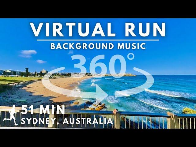 360° Virtual Running Video For Treadmill with Music In #Sydney | Bondi Beach To Coogee Beach 51 Min