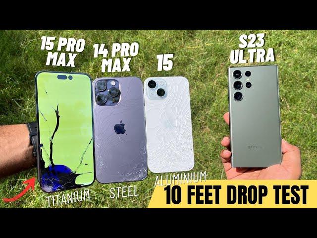 iPhone 15 Pro Max vs 14 Pro Max vs iPhone 15 vs Samsung S23 Ultra Drop Test | iPhone 16 Pro Max