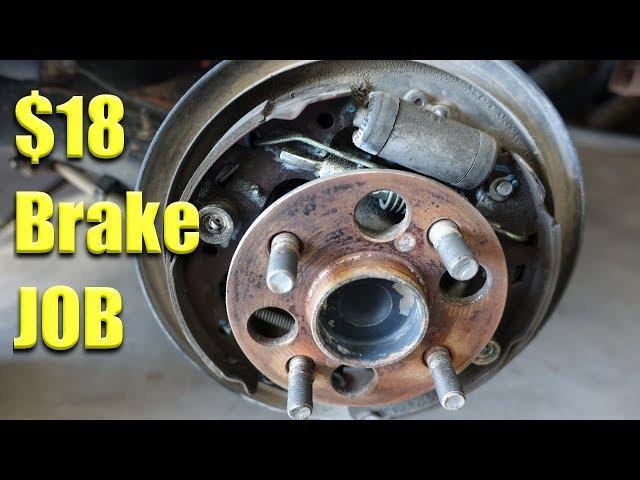 Car squeaky rear brakes - $18 Fix - Replacing REAR Shoes on a Toyota Yaris , Step by Step