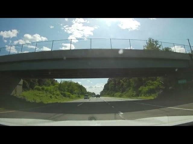 Driving on Interstate 84 from Waterbury, Connecticut to Newburgh, New York