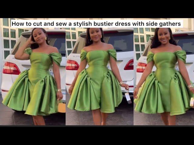 DIY : HOW TO CUT AN SEW A TRENDY BUSTIER GOWN WITH SIDE GATHERS #video  #how