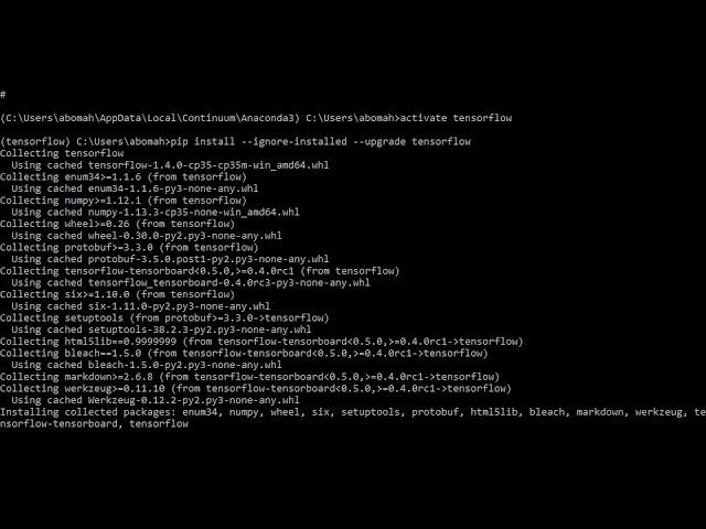 How to install TensorFlow cpu only from Anaconda prompt