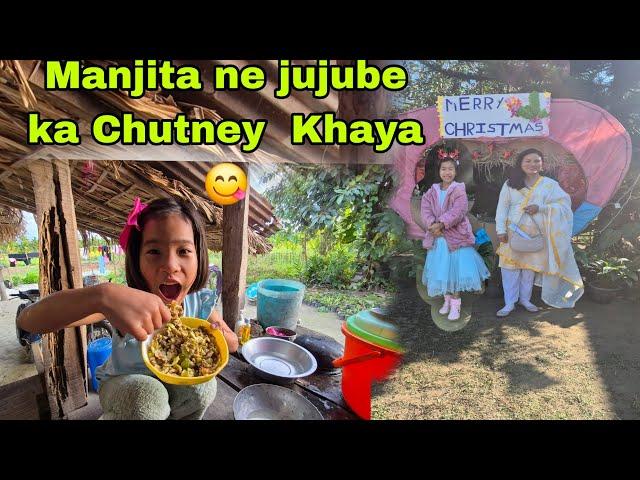 Manjita and Me Church  Gya ️ Christmas  Celebrate Kiya || Jujube ka Chutney Khilaya  Manjita Ko ||