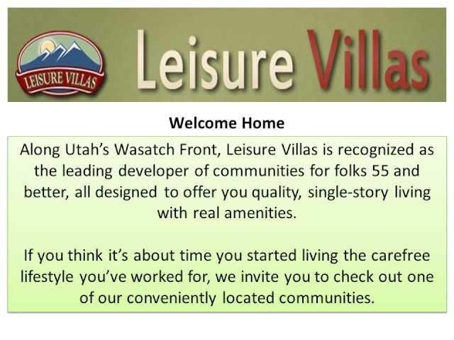 Leisure Villas Inc over 55 communities in utah