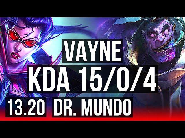 VAYNE vs DR. MUNDO (TOP) | 15/0/4, Legendary, 300+ games, 800K mastery | EUW Master | 13.20