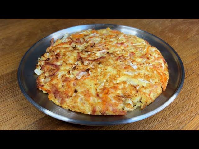 No Flour, No Oven. Delicious Tofu Cabbage Pancake