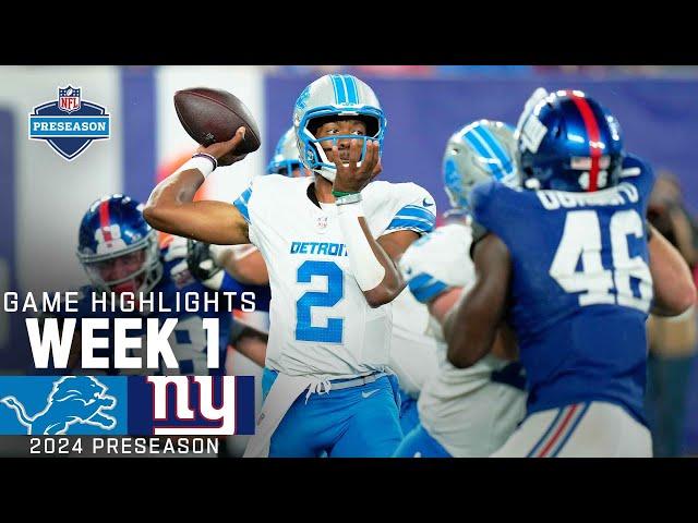 Detroit Lions vs. New York Giants | 2024 Preseason Week 1 Game Highlights