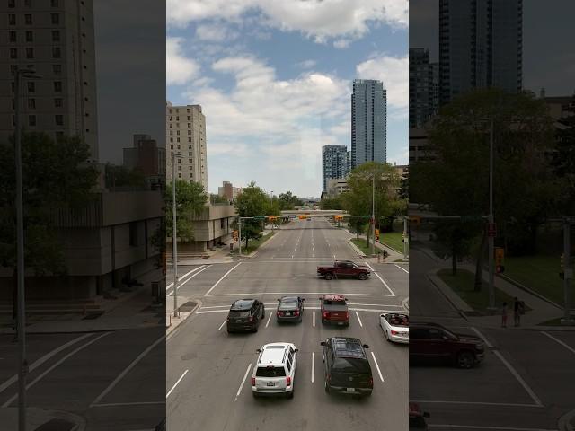 View of the Plus15 Skywalk Network!!! #skywalk #shortvideo #view #downtown #sky #clouds #yyc #shorts