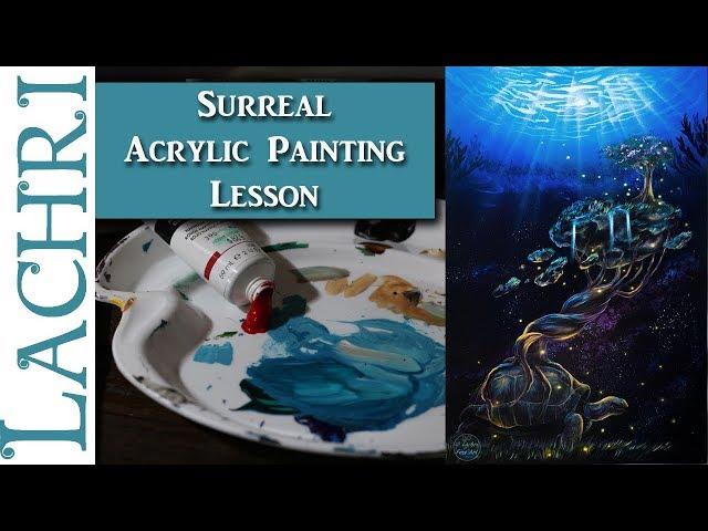 Surreal Turtle and Space acrylic painting - Time Lapse Demo by Lachri