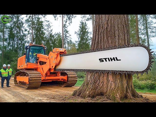 Extreme Dangerous Fastest Big Chainsaw Cutting Tree Machines | Monster Stump Removal Excavator #12