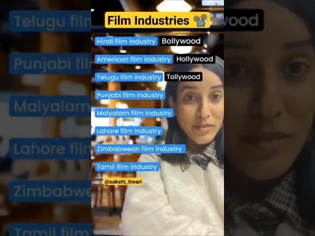 Types of Film Industries.#film #filmindustry #bollywood #hollwood #kollywood #tollywood #nollywood