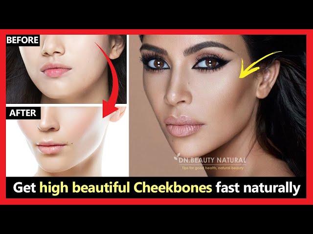 Fast result! How to get High Beautiful Cheekbones with Facial exercise & massage (Slim face quickly)