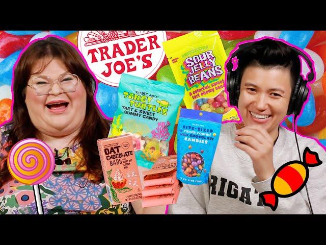 Kristin And Jen Try Every Trader Joe's Candy | Kitchen & Jorn