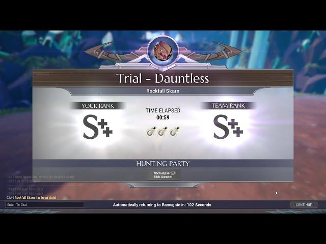 (0:59) CHAIN BLADE TEMPEST SOLO DAUNTLESS TRIALS ROCKFALL SKARN