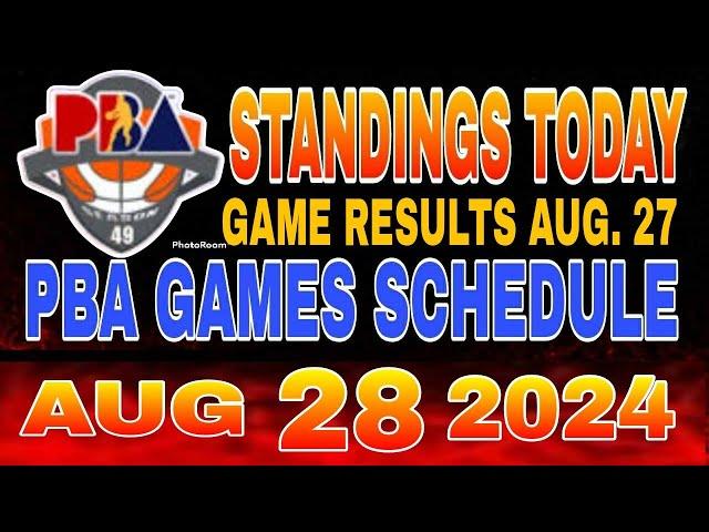 PBA Standings today as of August 27, 2024 | PBA Game results | Pba schedule August 28, 2024