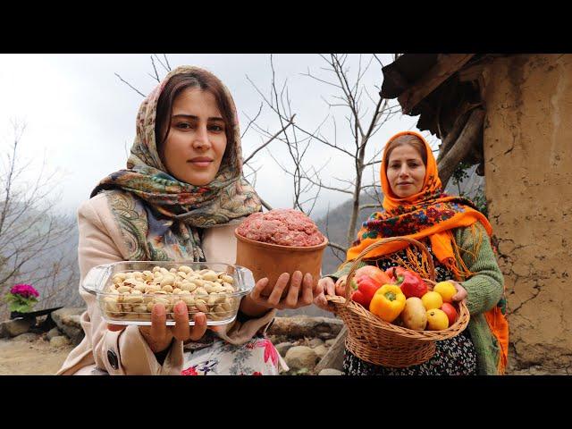 IRAN! Kebab in Pistachio Pilaf with Saffron flavor  Rural Recipes Vlog