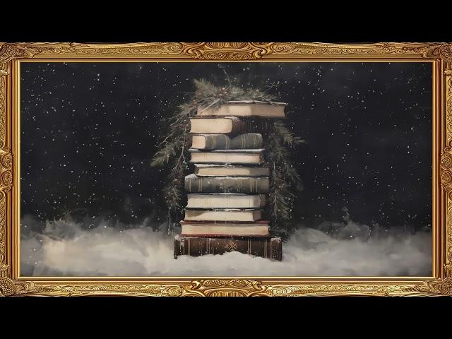 Winter Books Frame TV Art Vintage Painting Screensaver Framed 4K HD Wallpaper Christmas Slideshow