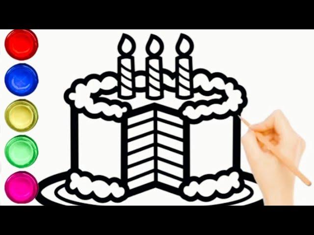 How to draw a birthday rainbow cake /superartforkids