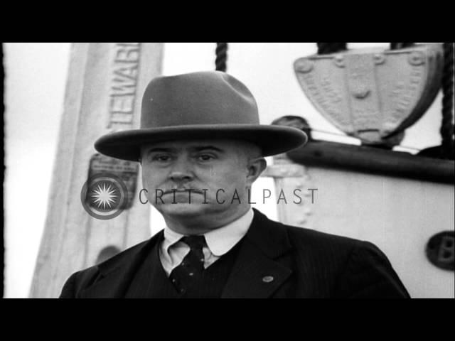 Justice Hugo Black being welcomed on his return from European trip to Norfolk, Vi...HD Stock Footage