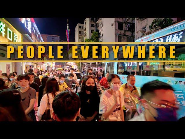 Busy Streets in Guangzhou: 4K Night Walk in China's 3rd Biggest City