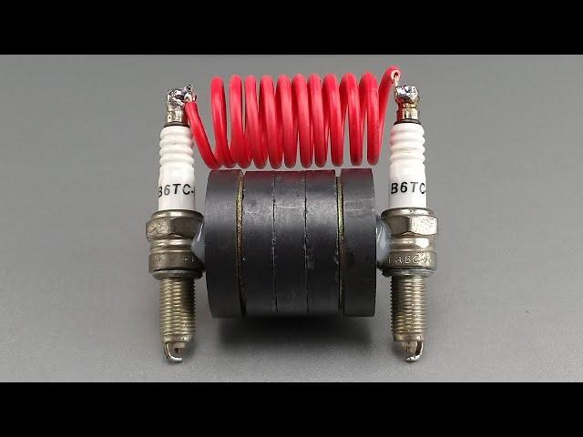 How to generate free electricity with spark plug and magnet | DY Tech |