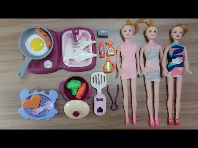 Satisfying with Unboxing BARBIE dolls and Cooking Playset / Role-Playing ASMR