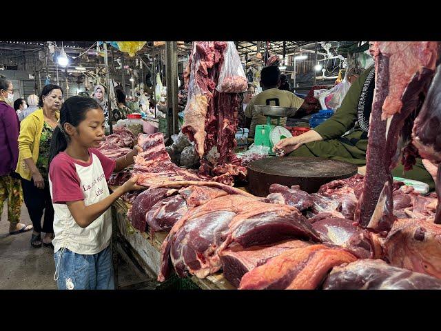 Market show : Chef Pich buy beef ribs and ingredients for cooking - Cooking with Sreypich