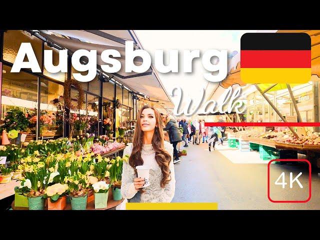 Explore Augsburg, Bavaria Germany - Walking Tour 4K City Center Street Walk 