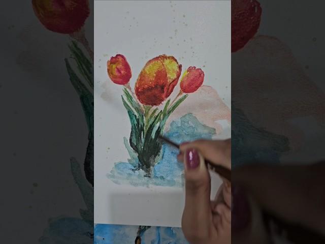 How to paint tulips #watercolor #painting #art #shorts #paintingoftheday #artwork #flowers #fun #art