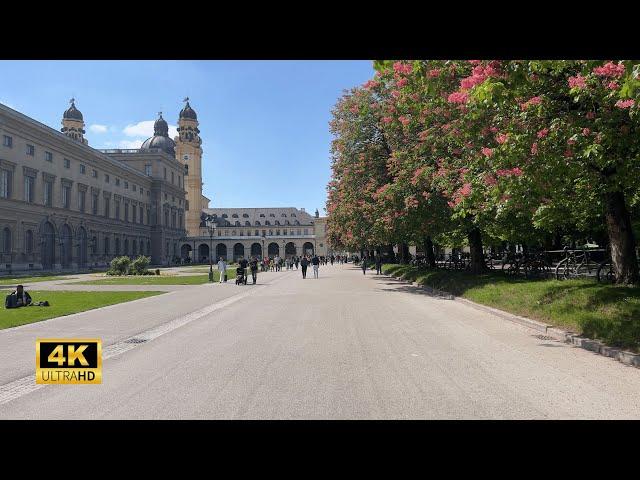 Sunny Friday Afternoon Walk in Munich, Germany - 4K 60fps