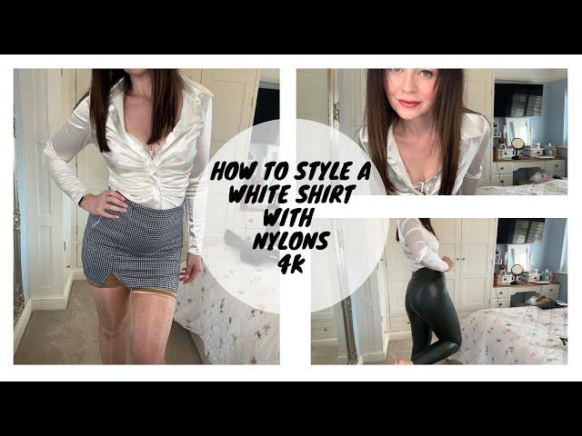 4K | How to Style White Shirt | Outfit Ideas | With Nylons | Office | Denim