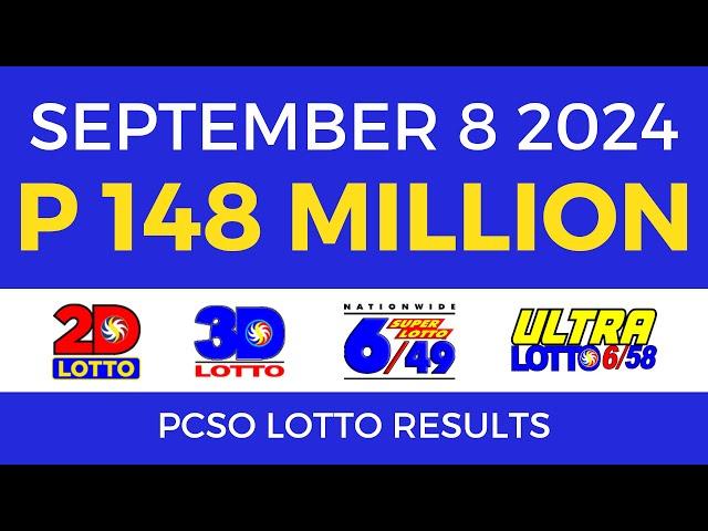 Lotto Result Today 9pm September 8 2024 | PCSO Complete