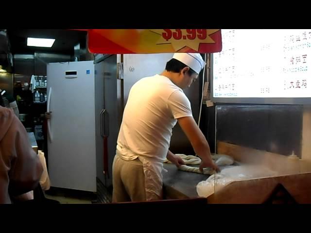 Noodle-making in Flushing, Queens, NY