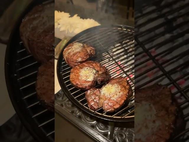 Filet mignon on the Webber Smokey Joe #webber #filetmignon #grilling #christmas #bbq #steak