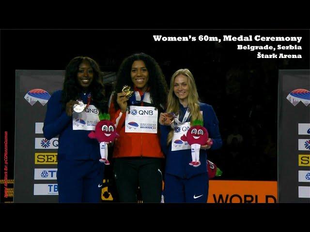 Mujinga Kambundji (SUI): 2022 World Athletics Women's 60m Indoor Champion.  Štark Arena, Belgrade.