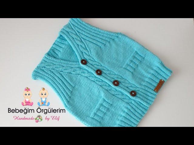 Burgulu (Saç örgülü) Erkek Bebek Yeleği #baby #crochet #kids
