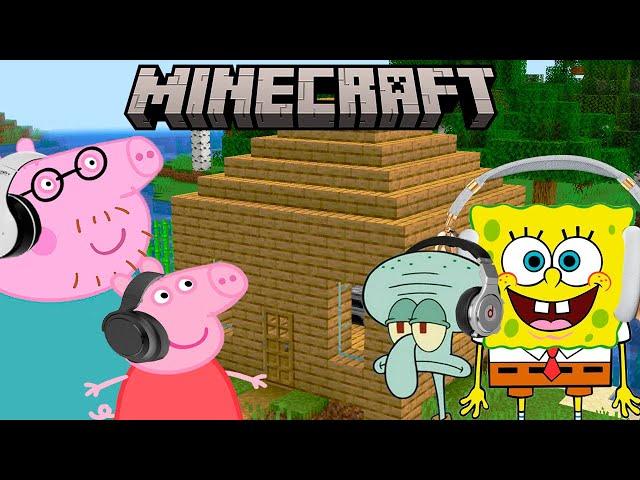 Peppa pig with Spongebob play minecraft