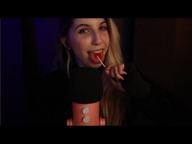 ASMR Lollipop Licking + Inaudible Whispers ~ Tingly Wet Mouth Sounds to Relax You 